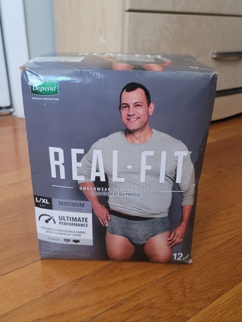 DEPEND Real-Fit Men’s Underwear Briefs – Gray (L/XL)